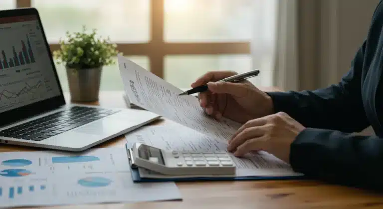 Person reviewing tax documents for 2026 income reduction strategies