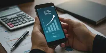 Hands using a financial app to track 401(k) growth in 2026