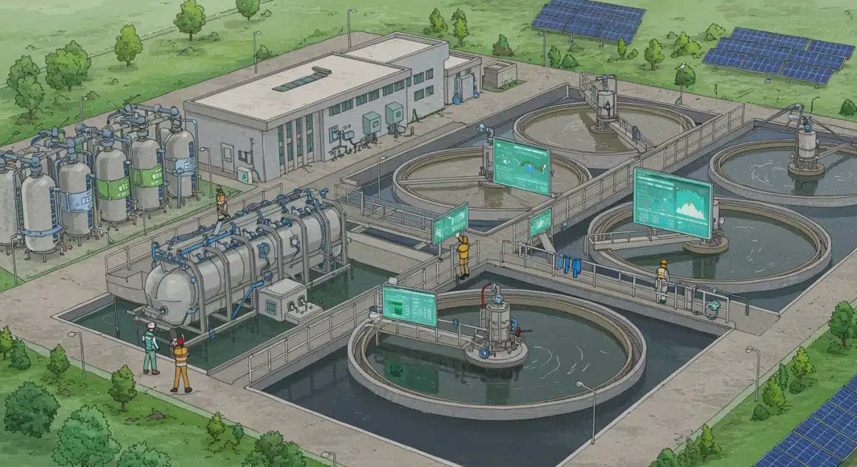 Advanced wastewater treatment facility with digital monitoring and sustainable features