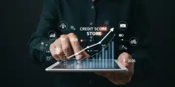 Digital credit score graph showing an upward trend, symbolizing financial growth and smart decisions in 2026.