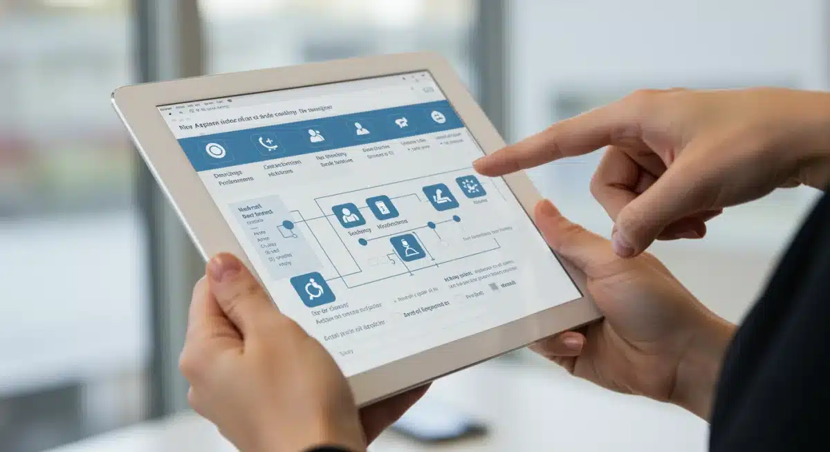 Person navigating digital application for disability support services on a tablet.