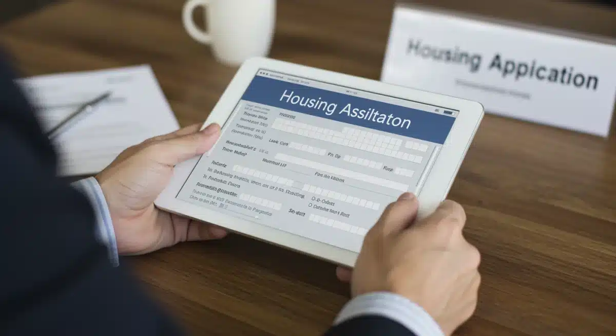 Person digitally filling out a federal housing assistance application form