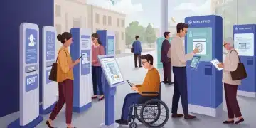 Diverse citizens accessing modern public services