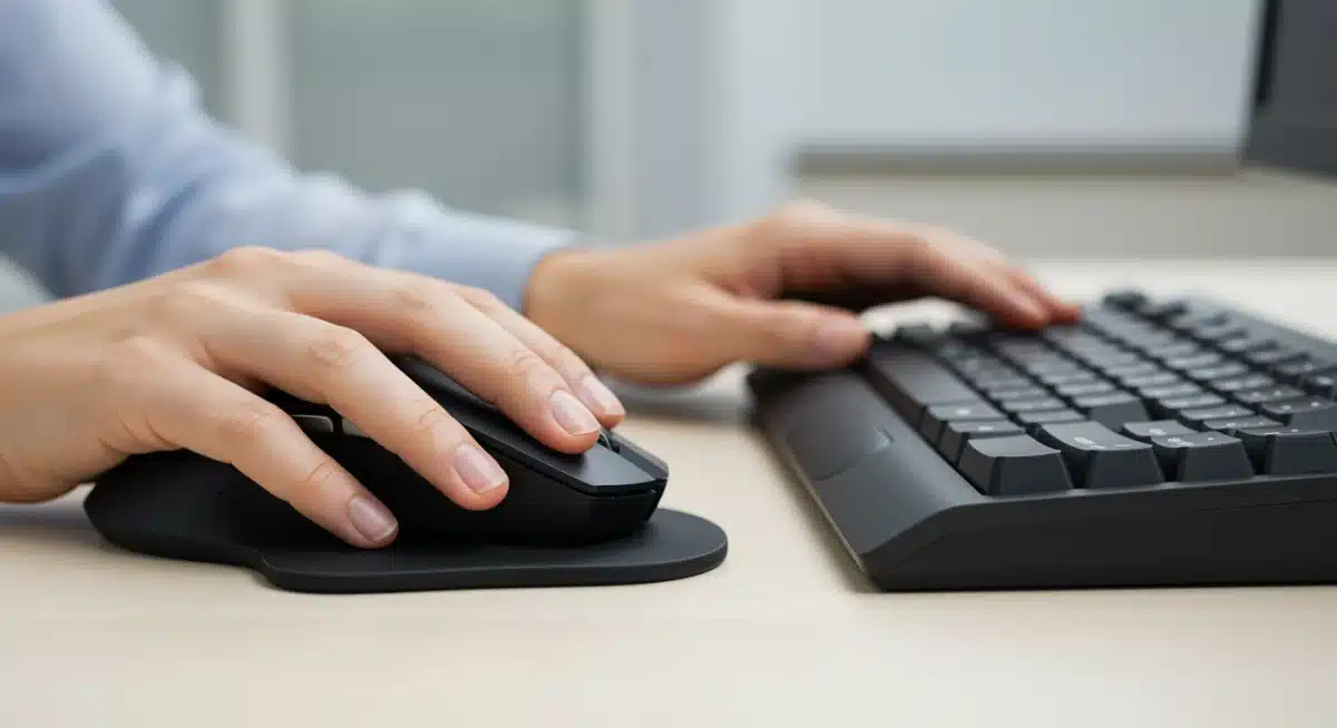 Ergonomic mouse and keyboard with wrist rests for comfortable computing