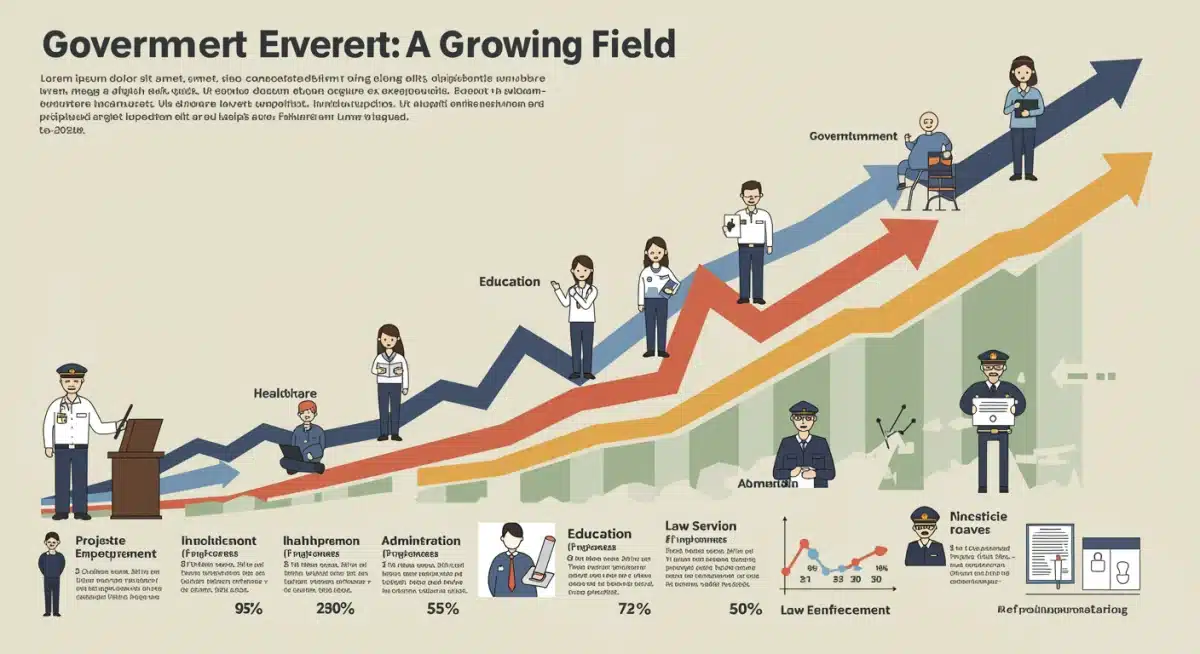 Infographic depicting growth in various government employment sectors