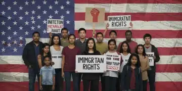 Diverse group advocating for immigrant rights in 2026, united for legal support.