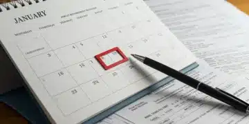 January calendar with documents for public retirement benefits