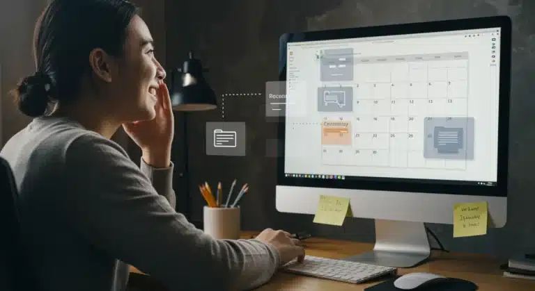 Organized digital workspace with reclaimed time