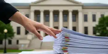 Hand reaching for government public records documents, symbolizing transparency and access.
