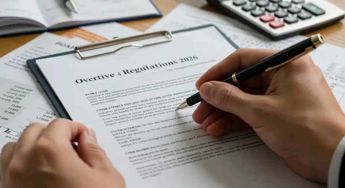 Hand reviewing legal document on 2026 overtime regulations