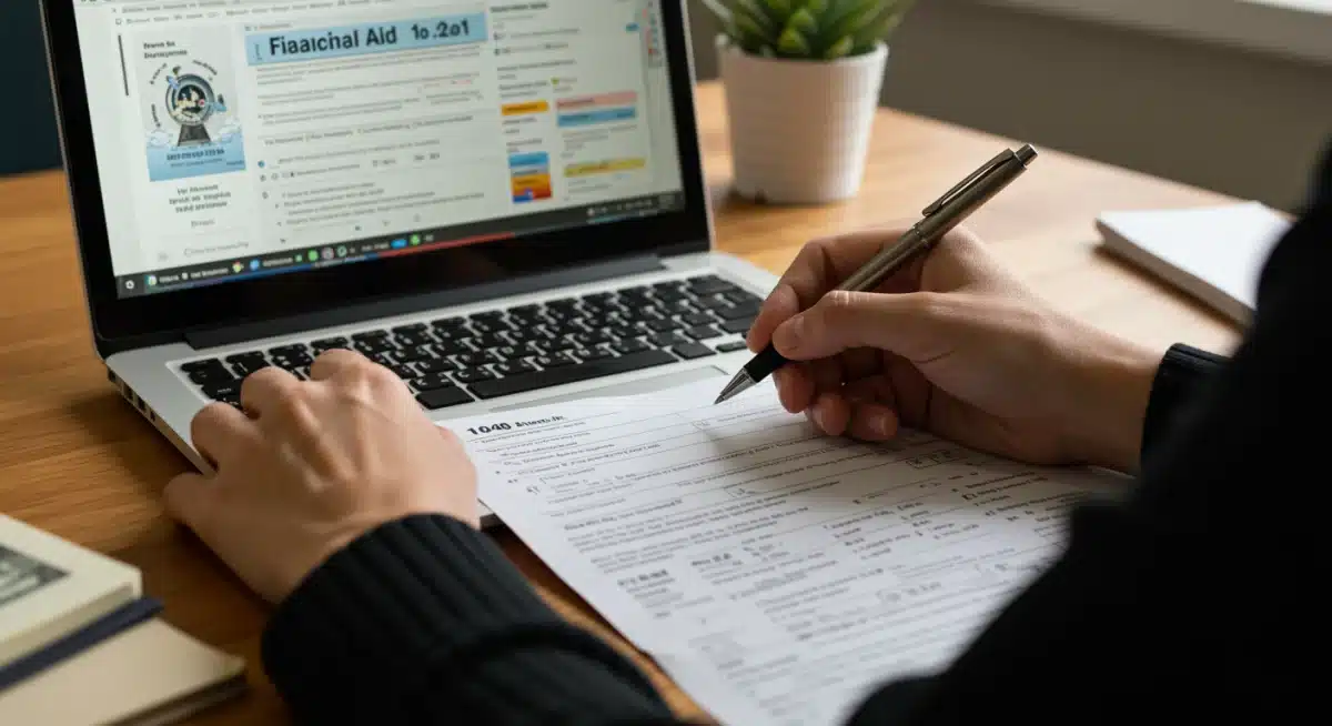 Person meticulously filling out tax forms for education credits, highlighting the application process.
