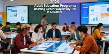 2026 Adult Education Programs: Boost Your Career by 30% in 12 Months Adult learners collaborating on career development projects in a modern classroom.