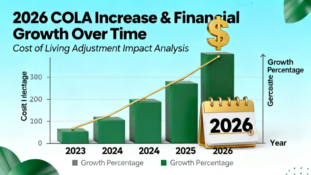 Infographic showing financial growth with 2026 COLA increase.