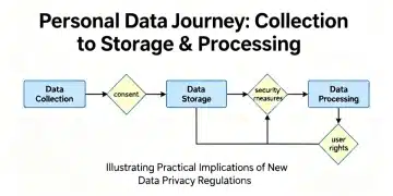 Data Privacy Laws 2026: Federal Regulations & Your Information Flowchart illustrating personal data journey and regulatory checkpoints in 2026.