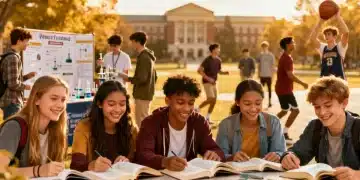 High school students preparing for college admissions, studying and engaging in activities.
