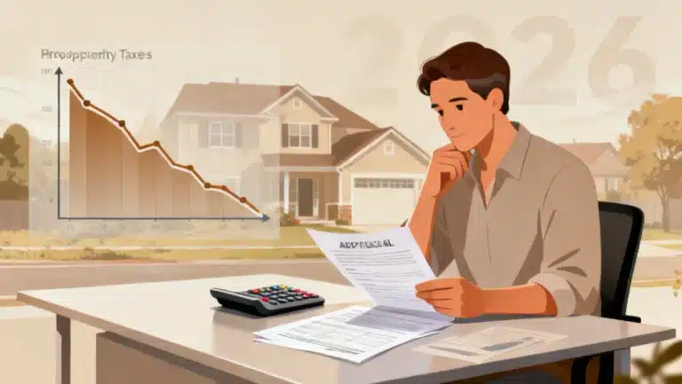 Homeowner reviewing property tax documents for 2026 assessment