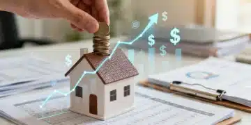Hand putting coins into a house-shaped piggy bank representing HSA savings and investments