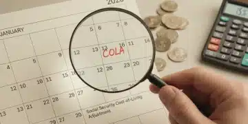 Calendar 2026, magnifying glass over financial data for Social Security COLA