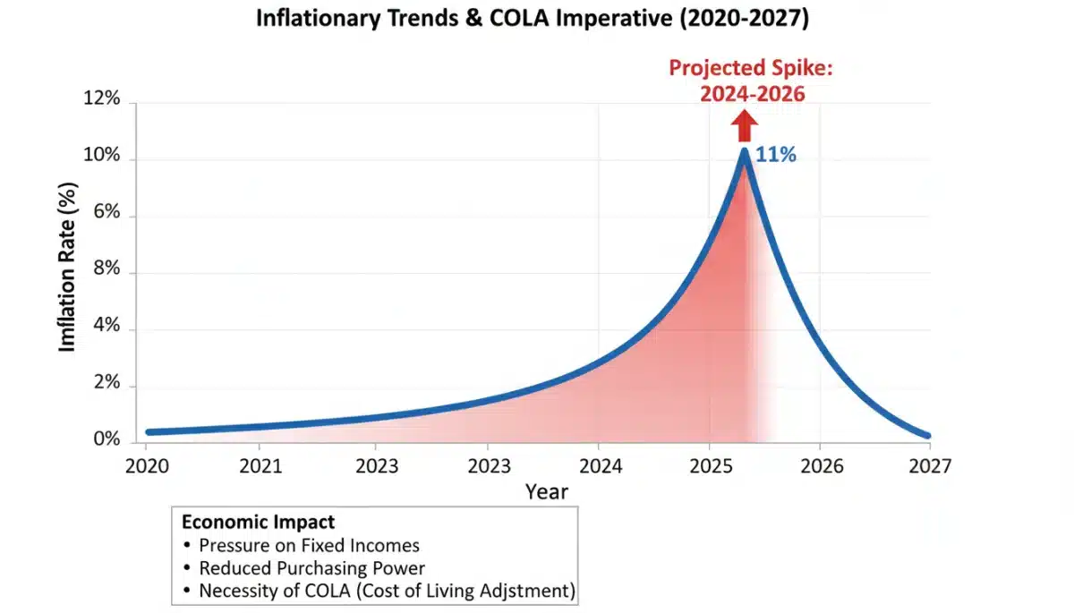 Inflation rate graph affecting 2026 COLA projections