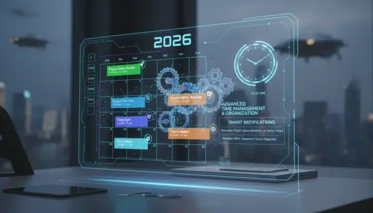 Advanced digital calendar interface with smart scheduling features for 2026
