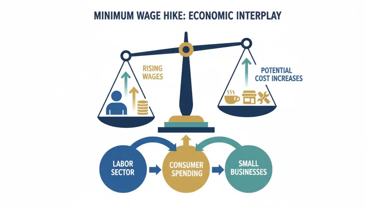 Economic scales balancing worker wages and business costs