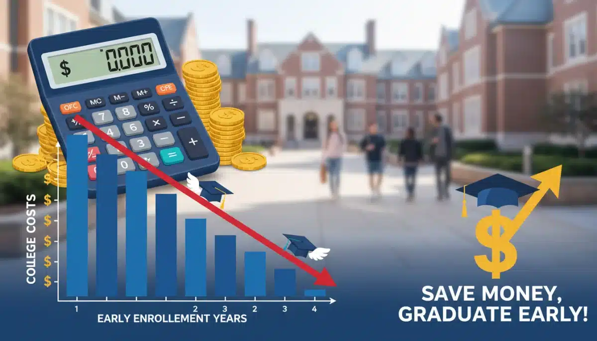Financial benefits of early college programs illustrated with a savings chart.