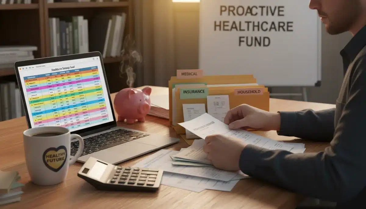 Person organizing financial records for healthcare budget