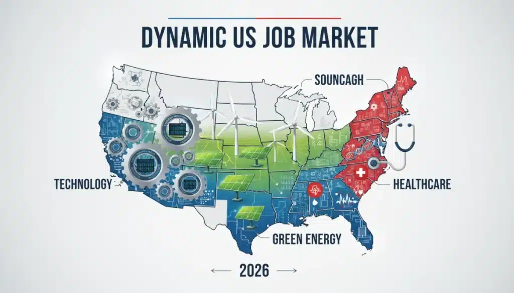 US Job Market 2026: Tech, Green Energy, Healthcare Trends