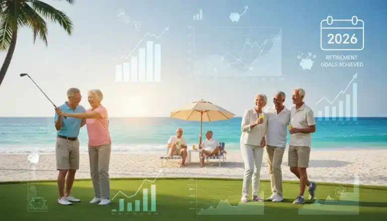 Happy seniors enjoying retirement, symbolizing successful 2026 retirement benefits planning and financial security.
