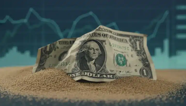 US dollar bill eroding in sand, symbolizing inflation's impact on savings