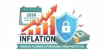 Financial chart with upward inflation trend and shield protecting US dollars
