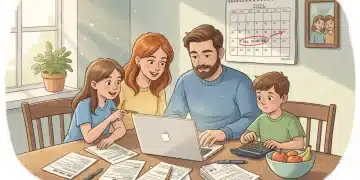 Family reviewing tax documents and a laptop for 2026 tax deductions