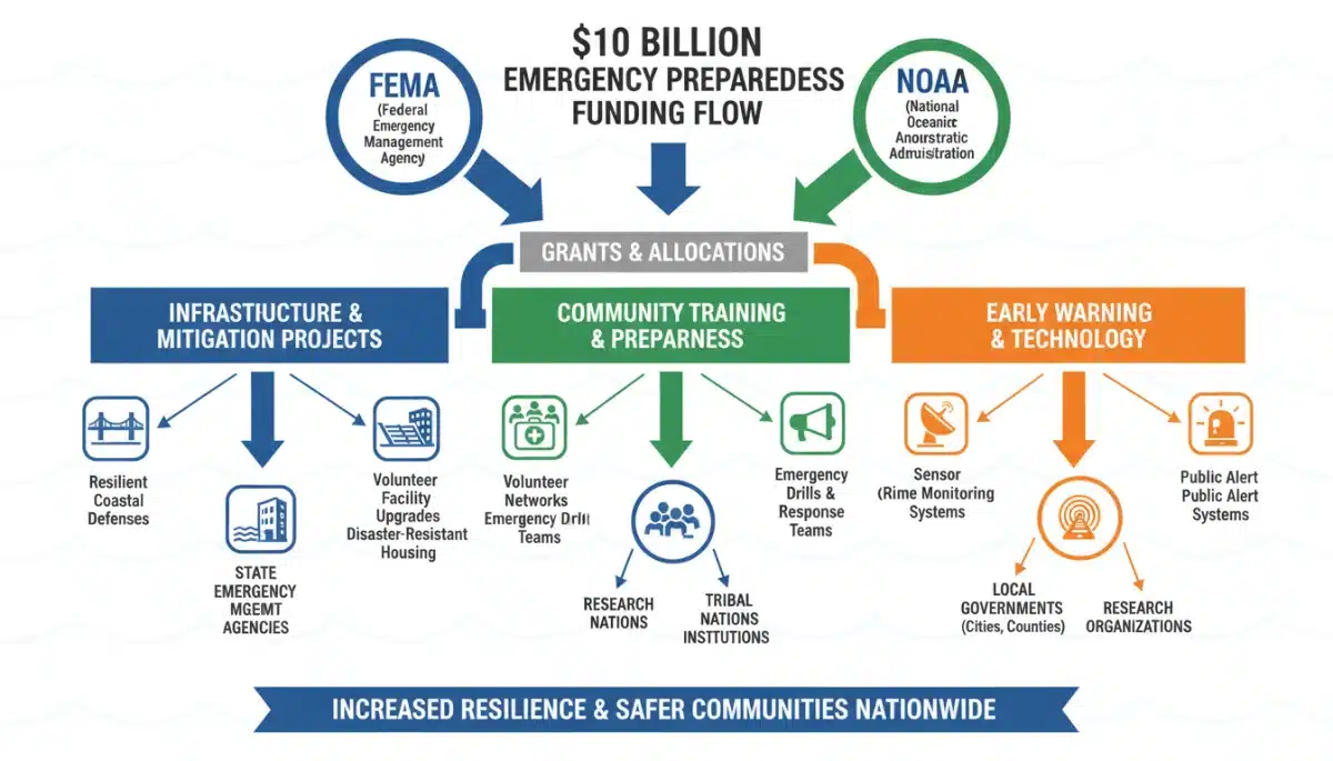Infographic showing federal funding distribution for disaster resilience programs