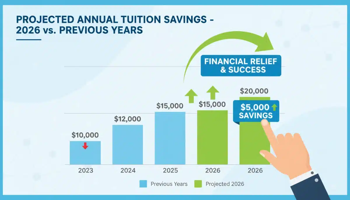 Infographic showing projected annual tuition savings up to ,000 due to 2026 reforms