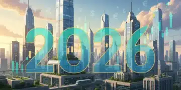 Skyline of a modern city with '2026' overlay, representing real estate market forecast and investment