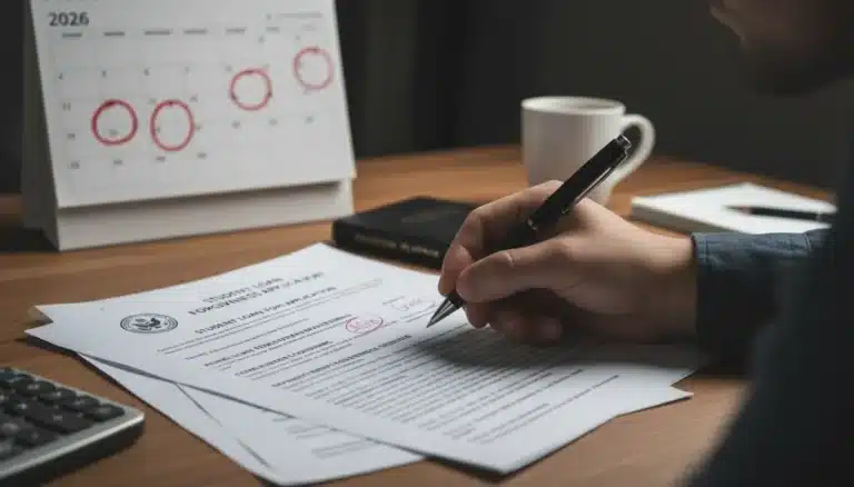 Student reviewing 2026 federal loan forgiveness documents