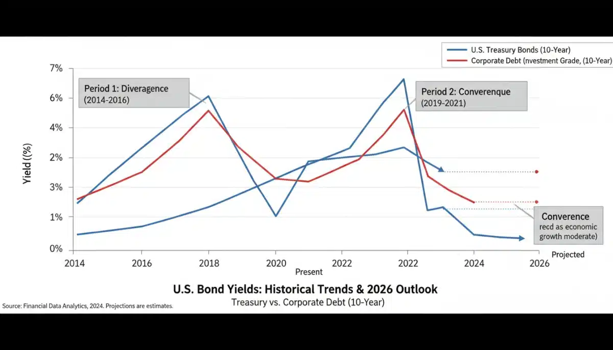 Historical and projected yield trends for U.S. Treasury bonds and corporate debt