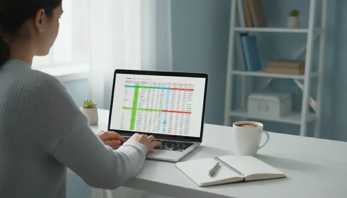 Person budgeting on laptop for emergency fund