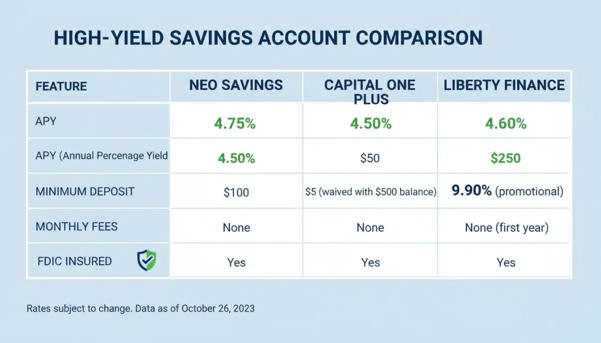 Infographic comparing various high-yield savings account features